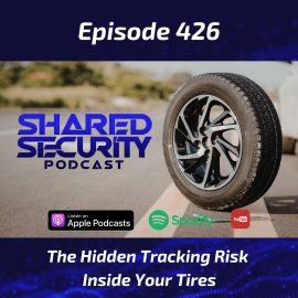 This episode explores how tire pressure monitoring systems (TPMS) in modern cars can be exploited to track vehicle movements due to unencrypted wireless signals that broadcast unique identifiers and driving data.